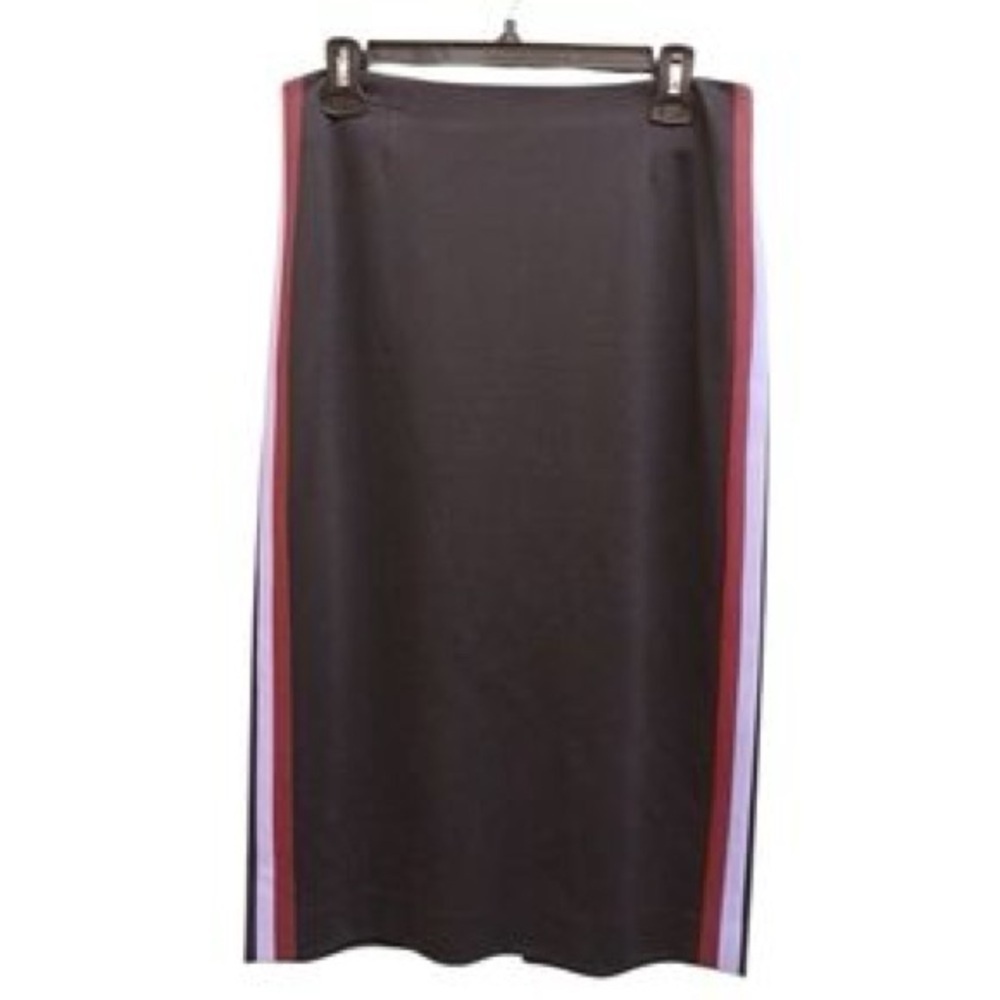 Diane von Furstenberg DVF Midi Pencil Skirt Black with Side Stripes Size 14